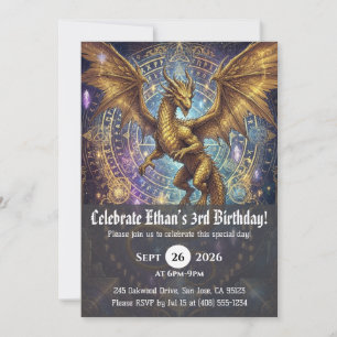 convites de aniversário de dragão aquarela