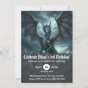 convites de aniversário de dragão aquarela