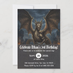 convites de aniversário de dragão aquarela