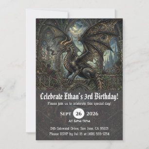 convites de aniversário de dragão aquarela