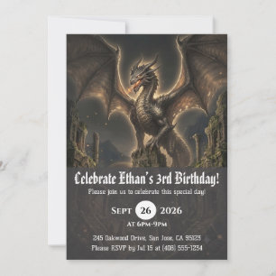 convites de aniversário de dragão aquarela