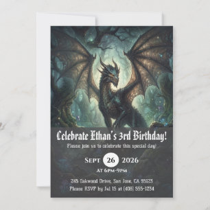convites de aniversário de dragão aquarela