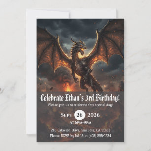 convites de aniversário de dragão aquarela
