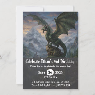 convites de aniversário de dragão aquarela
