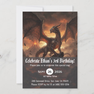 convites de aniversário de dragão aquarela