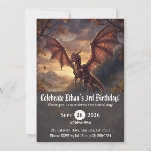 convites de aniversário de dragão aquarela