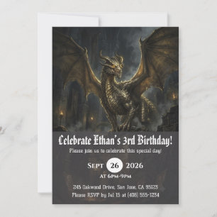 convites de aniversário de dragão aquarela