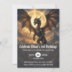 convites de aniversário de dragão aquarela