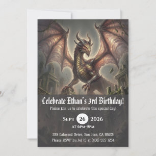 convites de aniversário de dragão aquarela
