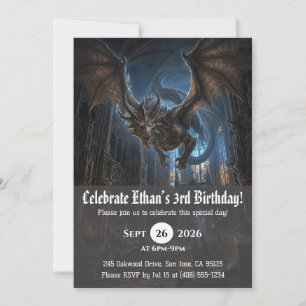 convites de aniversário de dragão aquarela