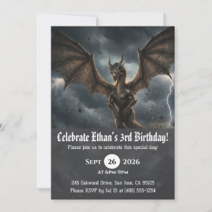convites de aniversário de dragão aquarela