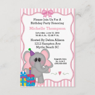Convites de aniversário de Elefante Rosa