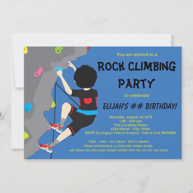 Convites de Aniversário de Escalada em Rocha (Frente)