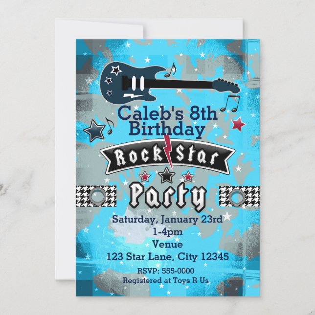 Convites de Aniversário de Estrela do Rock para Me (Frente)