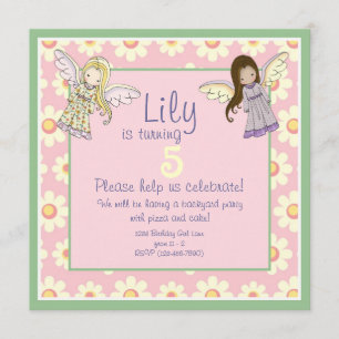 Convites de Aniversário de Fada Anjo Personalizado