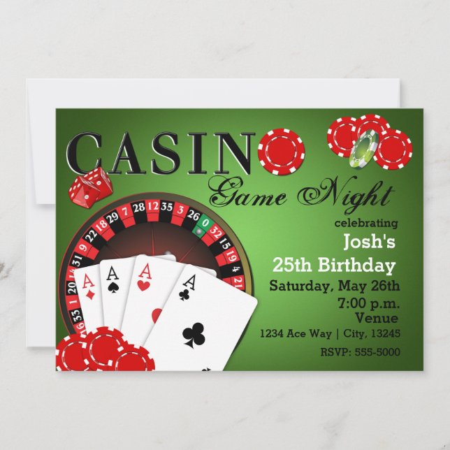 Convites de Aniversário de Festa de Pôquer CASINO  (Frente)