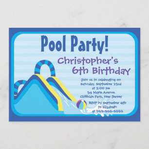 Convites de aniversário De Festas De Piscina De M