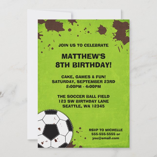 Convites de Aniversário de Futebol com Bola de Fut (Frente)