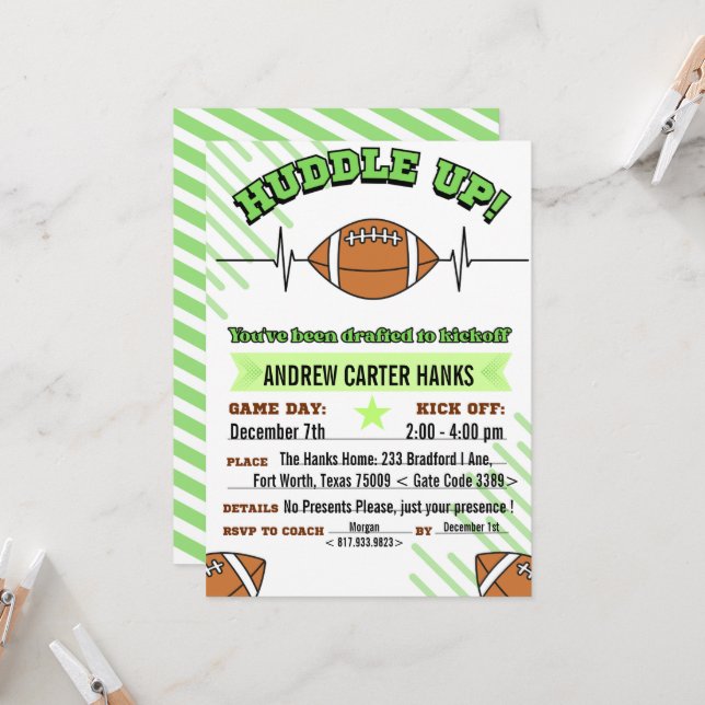 Convites De Aniversário De Futebol Para Rapazes Se (Frente/Verso In Situ)