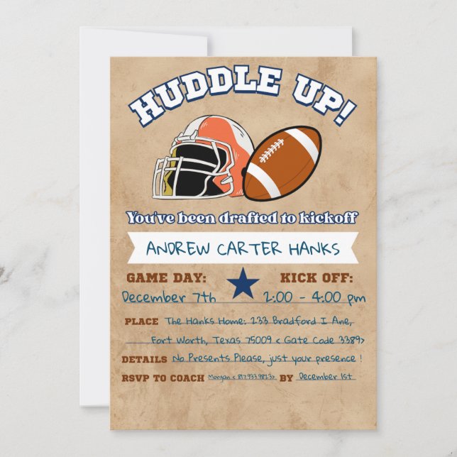 Convites De Aniversário De Futebol Para Rapazes Se (Frente)