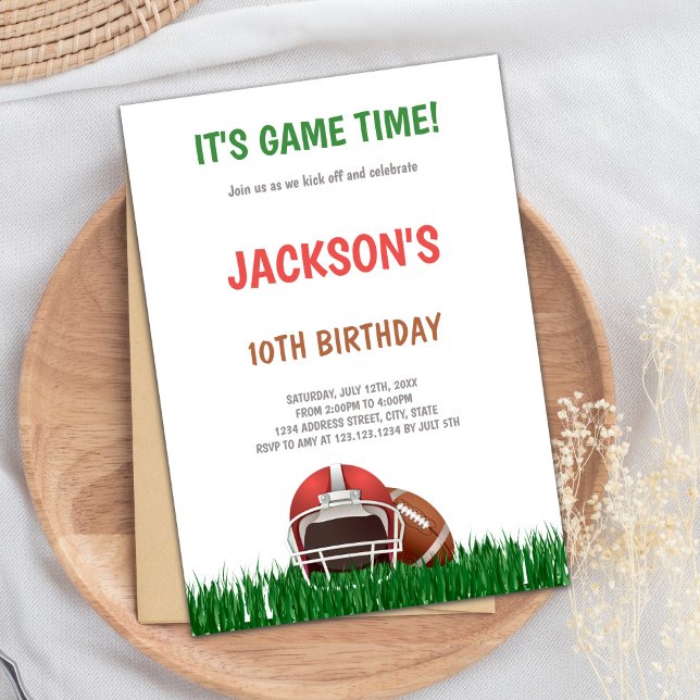 Convites de Aniversário de Futebol Verde Grass (Grass Green Football Birthday Invitations)