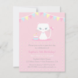 Convites de Aniversário de Gatinho Branco Fofinho