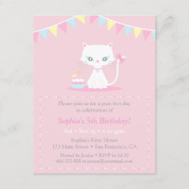 Convites de Aniversário de Gatinho Branco Fofinho