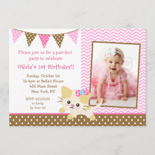 Convites de aniversário de Gato de Gato