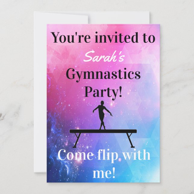 Convites de Aniversário de Ginástica para Meninas (Frente)