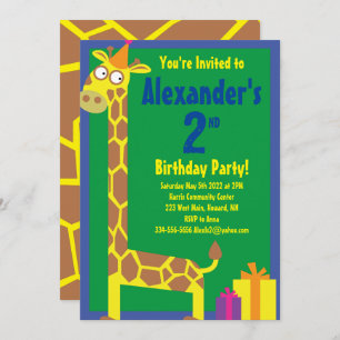 Convites de aniversário de Giraffe Animal Kid