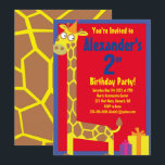 Convites de aniversário de Giraffe Animal Kid<br><div class="desc">Quem não ama uma girafa num chapéu de festa? Estes convites adoráveis são perfeitos para a rua,  segundo,  3º,  4º,  5,  6 ou festa de aniversário do seu filho! Ou,  só para qualquer evento de amantes de girafa! Também funciona excelente para um zoológico,  safari ou festa temerária animal!</div>