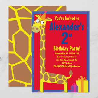 Convites de aniversário de Giraffe Animal Kid