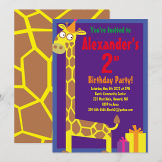 Convites de aniversário de Giraffe Animal Kid