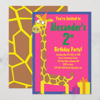 Convites de aniversário de Giraffe Animal Kid