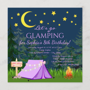 Convites de Aniversário de Glamping