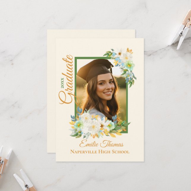 Convites de Aniversário de Graduação Elegantes Mod (Frente/Verso In Situ)