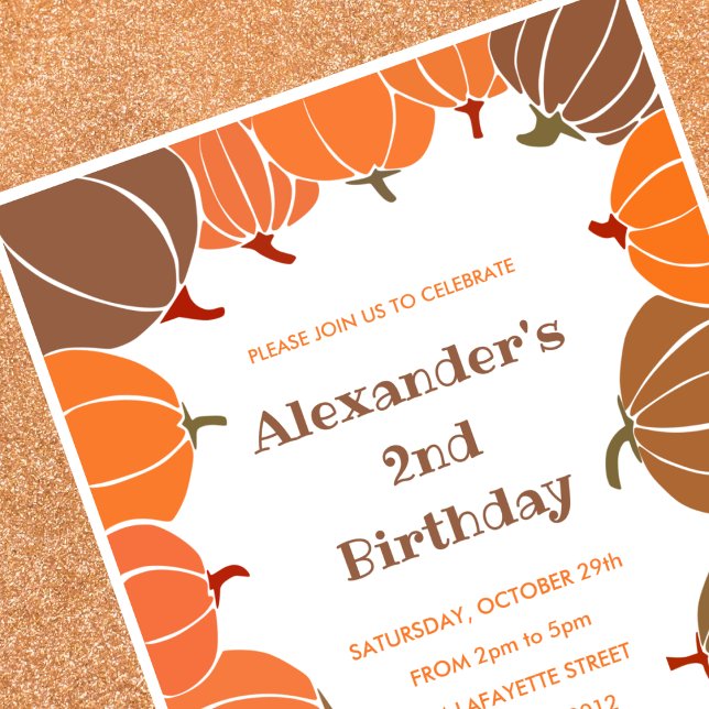 Convites de aniversário de Halloween 2º aniversári (Halloween-2nd-birthday-invitations-pumpkin-cute-1)