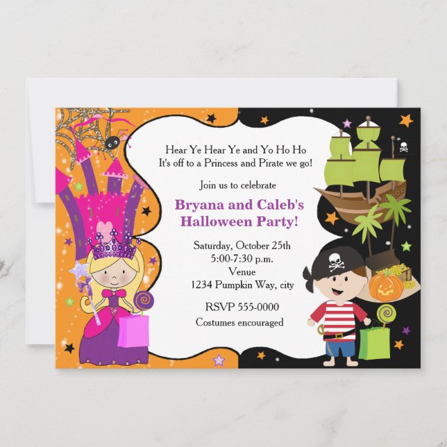Convites de Aniversário de Halloween da Princesa P (Frente)