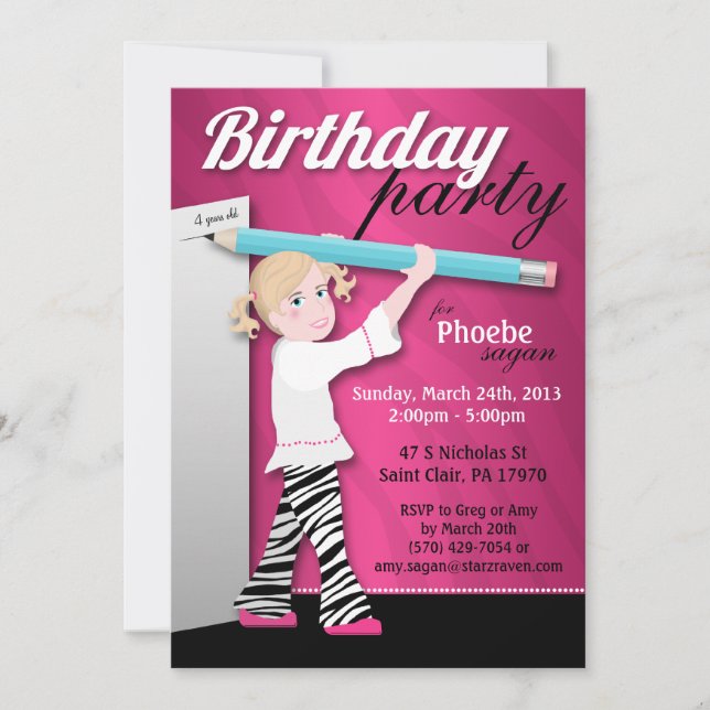 Convites de aniversário de Impressão de Zebra Sass (Frente)