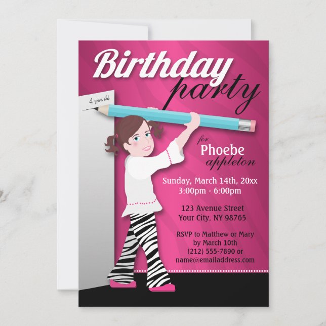Convites de aniversário de Impressão de Zebra Sass (Frente)