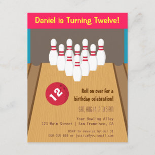 Convites de Aniversário de Jogo de Boliche