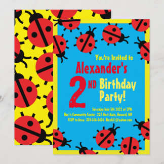 Convites de aniversário de Lady Bug Animal Kid