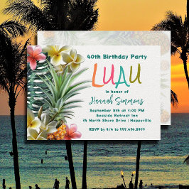 Convites de Aniversário de Luau Havaiano Tropical