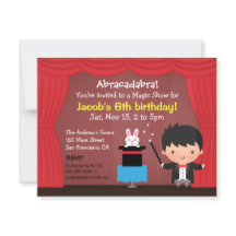 Convites de Aniversário de Magia do Menino Mágico 