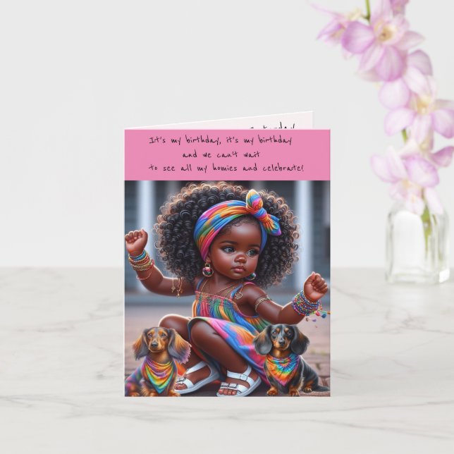 Convites de Aniversário de Menina Africana Adoráve (Orquídea)