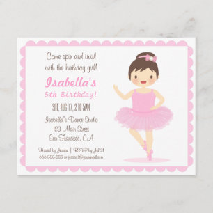 Convites de Aniversário de Menina Bailarina Fofa