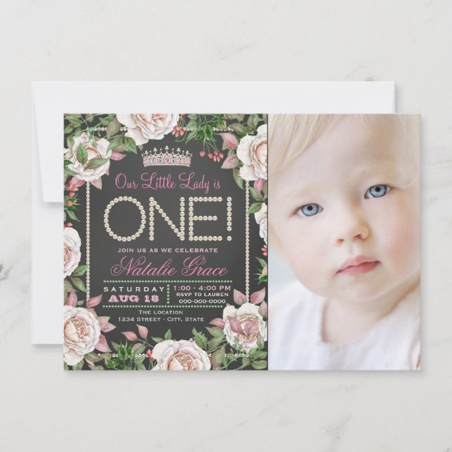 Convites de Aniversário de Menina com Quadro Negro (Frente)