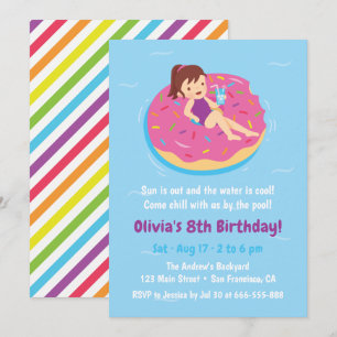 Convites de Aniversário de Menina em Flutuador de 