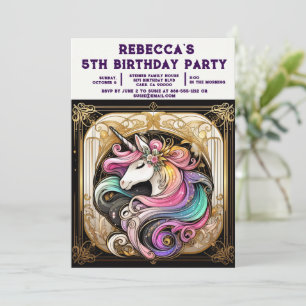 Convites de Aniversário de Menina Unicórnio Arco-í