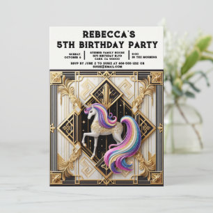 Convites de Aniversário de Menina Unicórnio Arco-í